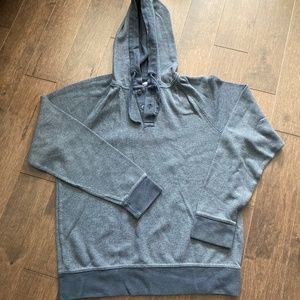 Waffle-Knit Grey Henley Style Sweatshirt / Hoodie